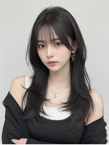 サロンドアイ(salon de i)&nbsp;顔周りレイヤーロング × ナチュラルブラック