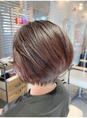 ショートボブ★耳かけショートフォギーベージュ★髪質改善