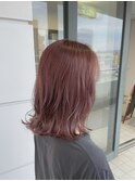 20代30代大人可愛いピンクベージュダブルカラー透明感小顔ミディ