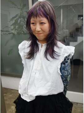 レコ 渋谷(LECO) パープルローライトデザインハイレイヤーウルフホワイトベージュ