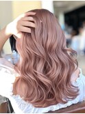 コーラルピンク　レイヤーカット　韓国風