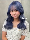 15945ブリーチ＆ダブルカラー渋谷ブルーカラーラウンドバング
