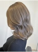 髪質改善カラーくびれ巻き髪ミディアムヘア透明感グレージュ