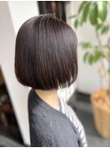 大人かわいいボブ　さらツヤ髪　ダークモーブアッシュ