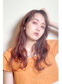 チョッピーバング/ネイビーグレー/ぱっつん前髪/マットブラウン