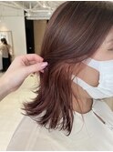 インナーカラー×ピンクベージュ