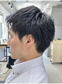 メンズ/アップバング/ツーブロックマッシュ/束感ショート波巻き