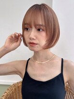 ハニーシブヤ(HONEY shibuya) 大人可愛い20代30代40代フェイスレイヤーボブ×オレンジベージュ