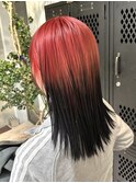 ルーツカラーデザインカラーハイトーンレッドダブルカラー髪色
