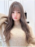 Say.ハイトーングレージュフェミニンロング韓国風巻き表参道原宿