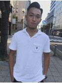メンズカットアップバングバーバーサイドパートダークアッシュ