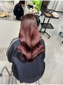 エクステ　赤髪ロング　艶髪　エクステロング　韓国ヘア　YUKI