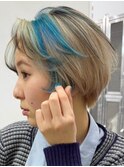 セクションカラー[新宿駅/外ハネボブ/ワイドバング/美髪]