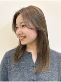 くすみベージュ マロンベージュ 細目ハイライト 韓国風巻き