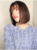 アッシュブラウン透け感切りっぱなしボブp1北浦和20代30代40代