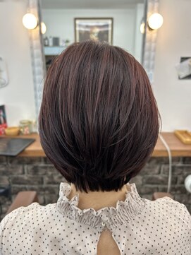 エモーション emotion hair 秋ピンク×伸ばしかけショート