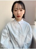 黒髪/ボブ/小顔/外ハネ/前髪