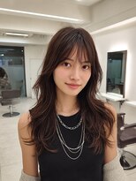 クレビアテン(CreBiA ten_)&nbsp;顔まわりカット/レイヤーカット/くびれ/ダークブラウン