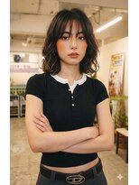 ノラ シブヤ(NORA)&nbsp;小顔ミディアムパーマミディアムデジタルパーマボブパーマ前髪
