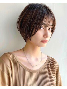 ゴカンムード(Gokan mood) ハイライトバレイヤージュダブルカラーショートカット30代40代