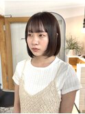 【Meenaハザマ】伸ばしかけボブ×ベージュブラウンカラー
