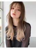 トレンド裾カラーグラデーションカラーブラウン×ベージュ
