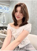 ♪ミディアムブリーチなしダブルカラー縮毛矯正　レイヤー　