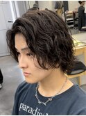 渋谷メンズミディアムパーマメンズボブ波巻きスパイラルパーマ