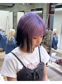 ルーツカラーデザインカラーオンブレハイトーンカラー外はねボブ