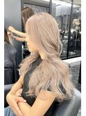 韓国ロングヘア×ミルクティーグレージュ