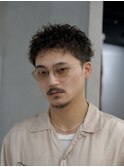 渋谷スパイキーショートパーマブリーチWカラーメンズショート