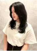 レイヤー カット 前髪無し 黒髪 顔周りカット 髪質改善 艶髪