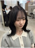 吉岡スタイル/韓国風/くびれ巻き/透け感グレーブラック