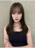 オリーブグレー/韓国レイヤーカット/マロンベージュ/黒髪/小顔
