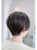 大人上品なハンサムショート＊襟足すっきり暗髪ストレート
