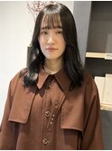 村上/暗髪地毛風カラー前髪カット顔周りレイヤー大人かわいい