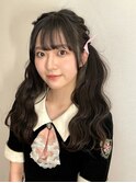 波巻き　ツインテール　アイドル前髪　編み込みカチューシャ