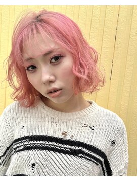ドアベルヘアリビング(Door Bell hair Living) きりっぱなしボブ×ピンクカラー×イメチェン×似合わせカラー