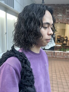 ラレイ ハラジュク(Lalei harajuku) 【白石】メンズミディアムパーマ/スパイラルパーマ/原宿/ロン毛