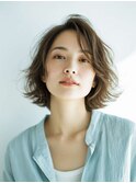 ミルクブラウン/ダークパープル/ナチュラルショート/夏/センター