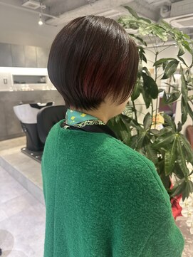 マルフェ 天王寺(marfe) 【marfe】大人ショートボブ＿ポイントインナーカラー＿ピンク