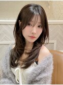 ★Shina/8黒髪ココアベージュ小顔レイヤー髪質改善縮毛矯正