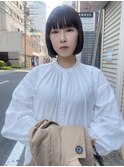 黒髪のシンプルボブなお客様。お悩みの方は博多美容室リルへ