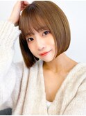 20代30代ミニボブココアブラウン小顔美肌ストレート丸み