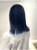 11674艶髪ネイビーブルーブルーシルバーストレートブルーカラー