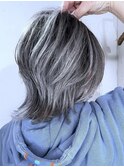 脱白髪染めホワイトバレイヤージュ×ブリーチ2回