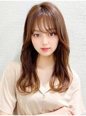 デジタルパーマ前髪パーマ韓国くびれミディアムチェリーブラウン