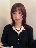 顔周りカット／顔周りレイヤー／レイヤーカット／暖色カラー