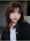 前髪カット韓国ヘア顔周りレイヤーくびれミディ_F1310