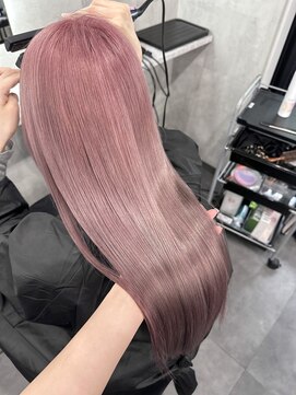 ラベル 渋谷(LAVEL) 全頭ブリーチリタッチカラーペールピンクハイトーンケアブリーチ